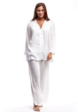 La Cera White Silky Rayon Pajama Set La Cera