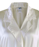 Women's Natural Mulberry Silk Satin Bathrobe with Lace Trim