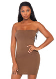 Nude Seamless Bodycon Tube Dress Slip Leg Avenue