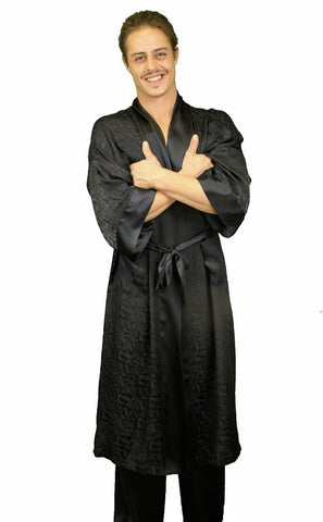 Nyteez Men's 100% Mulberry Silk Bathrobe 48 Inches Long Nyteez