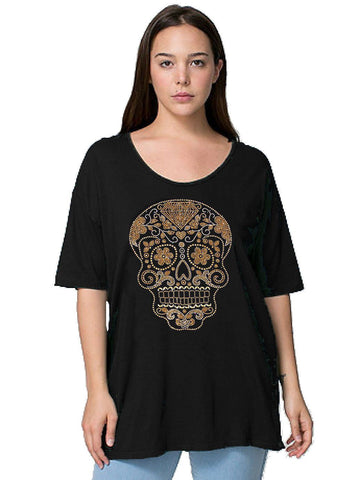 Nyteez Women's Rhinestone Sugar Skull Tees Nyteez