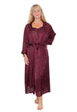 Nyteez Women's Stunning Silk Burnout Long Nightgown and Robe Peignoir Set Nyteez