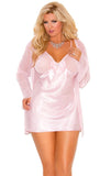 Pink Satin Nightgown with Sheer Mesh Robe Set Elegant Moments