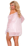 Pink Satin Nightgown with Sheer Mesh Robe Set Elegant Moments