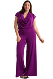 Plus Size Cap Sleeve Cowl Neck Wide Leg Jumpsuit Nyteez