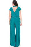 Plus Size Cap Sleeve Cowl Neck Wide Leg Jumpsuit Nyteez