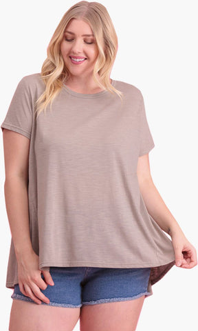 Plus Size Casual Short Sleeve Flare Tunic Top T-Shirt Symphony