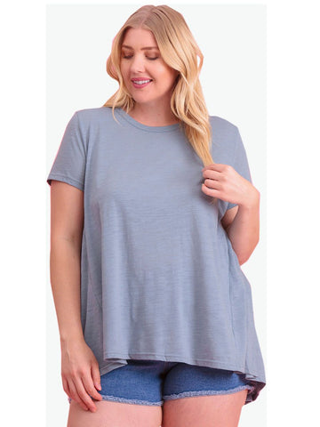 Plus Size Casual Short Sleeve Flare Tunic Top T-Shirt Symphony