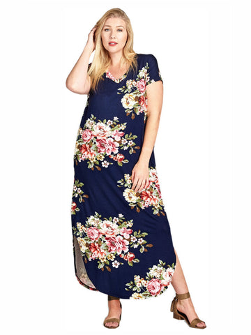 Plus Size Long Floral Lounge Dress Nightgown Nyteez