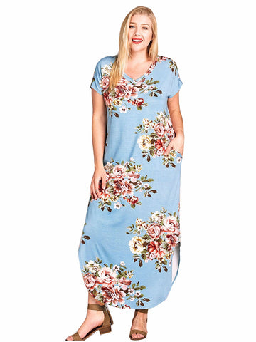Plus Size Long Floral Lounge Dress Nightgown Nyteez