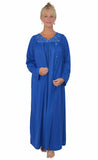 Shadowline Petals Long Nightgown and Robe Peignoir Set Navy