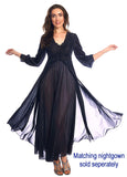 Shadowline Silhouette Nightgown and Robe Peignoir Set Black