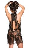Sheer Black Lace Halter Style Short Nightgown Chemise Shirley of Hollywood