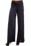 Women's Black High Waist Wide Leg Palazzo Pants with Lace Sides Symphony