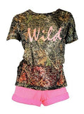 Women's Camouflage Burnout Short Sleeve Tee Shirt Wilderness Dreams