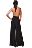 Women's Deep V-Neck Halter Style Palazzo Leg Jumpsuit Symphony