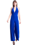 Women's Deep V-Neck Halter Style Palazzo Leg Jumpsuit Symphony