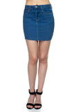 Women's Medium Wash Stretch Denim Mini Skirt Iris