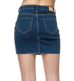 Women's Medium Wash Stretch Denim Mini Skirt Iris