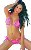 Women's Neon Lace Scrunch Back Two Piece Tie Side Bikini Set Shelby Swim