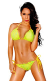 Women's Neon Lace Scrunch Back Two Piece Tie Side Bikini Set Shelby Swim