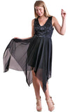 Women's Plus Size Black Party Dress with Chiffon Skirt Symphony