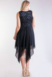 Women's Plus Size Black Party Dress with Chiffon Skirt Symphony