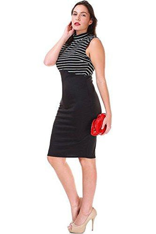 Women's Plus Size Black Sleeveless Retro Style Dress Nyteez