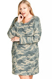 Women's Plus Size Camouflage Brushed Knit Lounge Dress Nightgown Nyteez