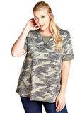 Women's Plus Size Camouflage Short Sleeved Knit Tunic Top Nyteez