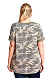 Women's Plus Size Camouflage Short Sleeved Knit Tunic Top Nyteez