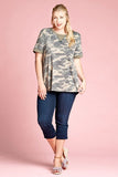 Women's Plus Size Camouflage Short Sleeved Knit Tunic Top Nyteez