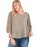 Women's Plus Size Scoop Neck Top with Wide 3/4 Sleeves Symphony