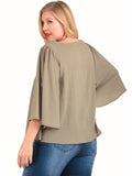 Women's Plus Size Scoop Neck Top with Wide 3/4 Sleeves Symphony