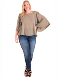 Women's Plus Size Scoop Neck Top with Wide 3/4 Sleeves Symphony