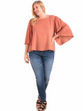 Women's Plus Size Scoop Neck Top with Wide 3/4 Sleeves Symphony