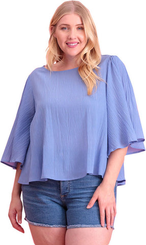 Women's Plus Size Scoop Neck Top with Wide 3/4 Sleeves Symphony