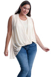 Women's Plus Size Sleeveless Chiffon Layered Top in Black or Ivory Symphony