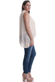 Women's Plus Size Sleeveless Chiffon Layered Top in Black or Ivory Symphony