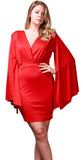 Women's Plus Size Split Angel Sleeve Short V-Neck Cocktail Party Dress Symphony