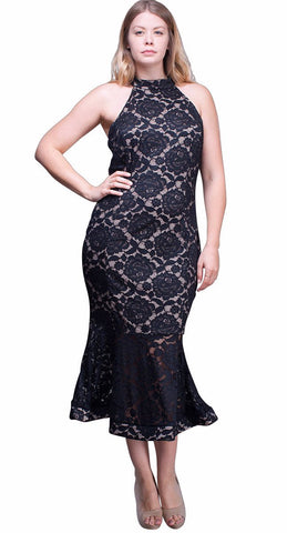 Women's Plus Size Size Black Lace Dress