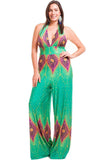 Women's Plus Size Wide Leg Jumpsuit Peacock Colors Nyteez