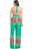 Women's Plus Size Wide Leg Jumpsuit Peacock Colors Nyteez