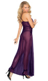 Women's Purple Amethyst Sheer Lace and Mesh Long Nightgown Elegant Moments