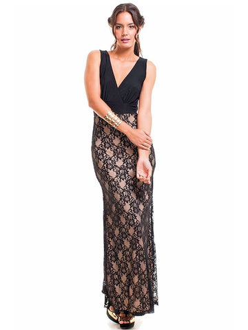 Women's Sleeveless Boho V-Neck Lace Maxi Dress Symphony