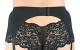 Women's Vintage Pinup Style Black Satin Garter Belt Suspenders with Stockings Nyteez