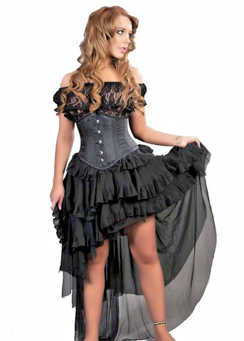 High Low Ruffled Layered Ophelie Skirt Steampunk Gypsy Boho Style