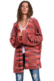 Elan Red Chunky Knit Cardigan Sweater Hoodie