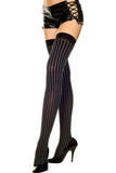 Black Thigh High Stockings Steampunk Gothic Pinstripe