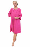 Shadowline Women's Nightgown and Robe Pajama Set Nylon Short Flutter Sleeve 36280